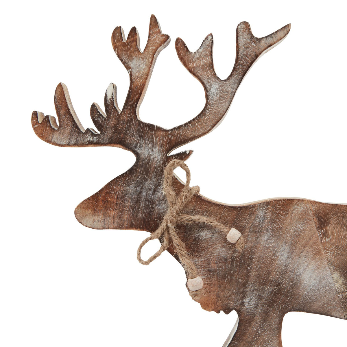 White Wash Collection Wooden Stag Decoration - White