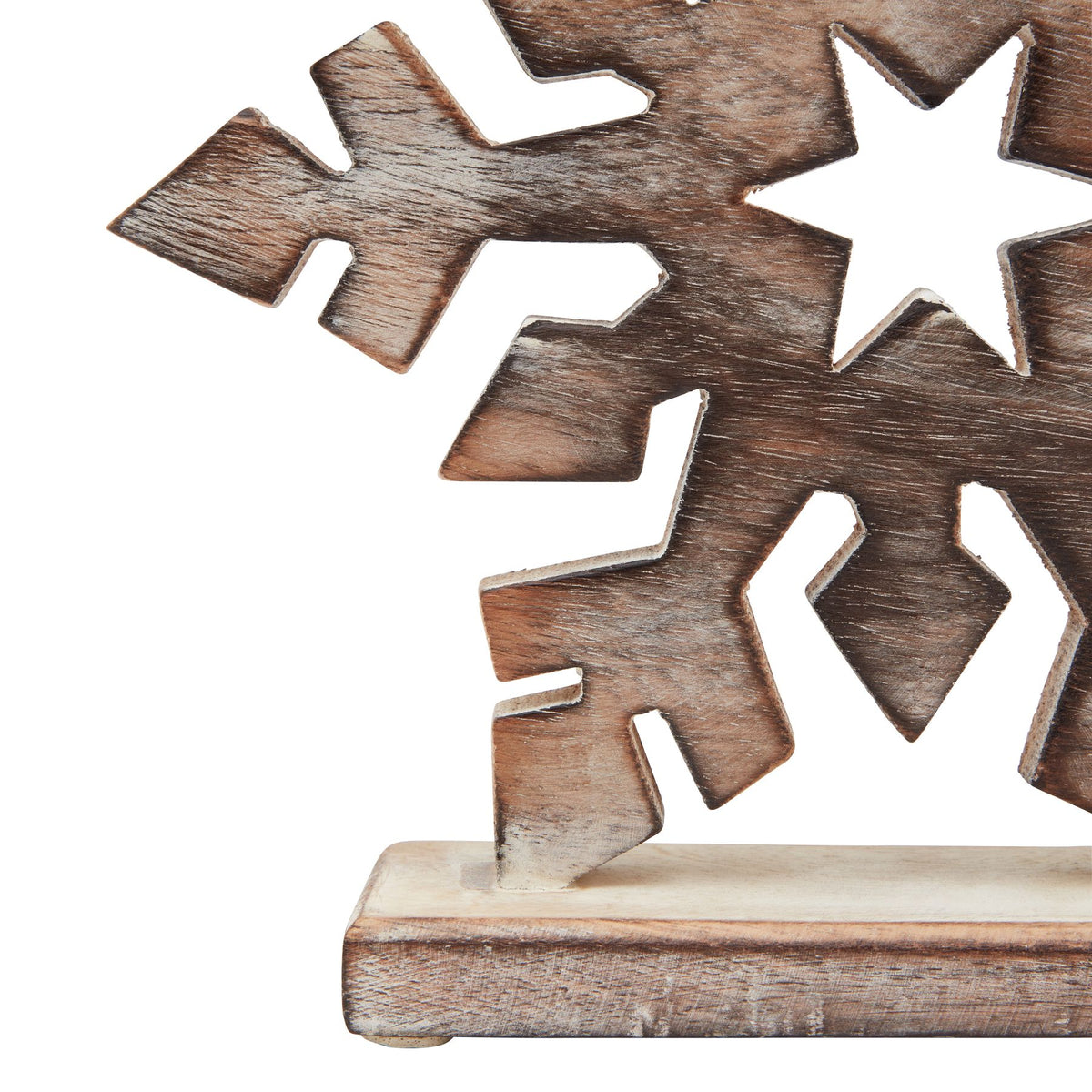 White Wash Collection Wooden Snowflake Decoration - White