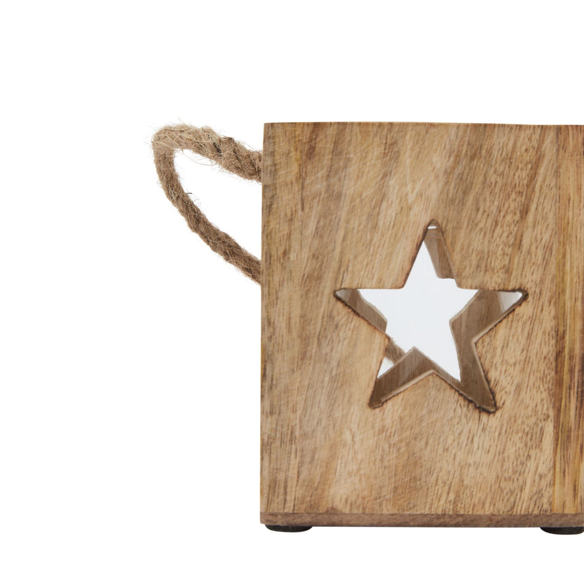 Natural Wooden Small Star Tealight Candle Holder - Brown