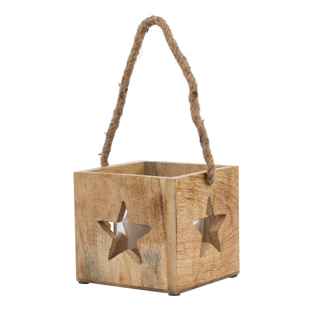 Natural Wooden Large Star Tealight Candle Holder