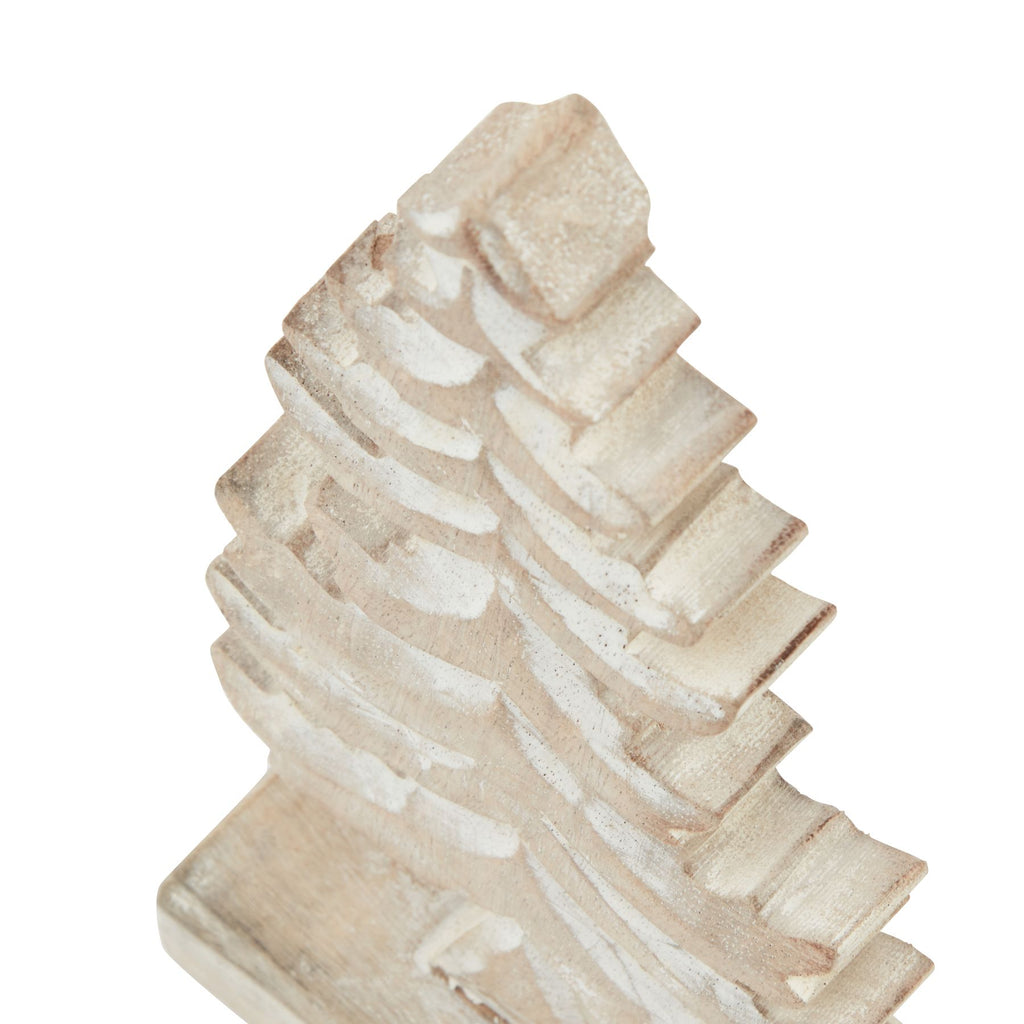 White Wash Collection Wooden Large Tiered Tree Decoration - White
