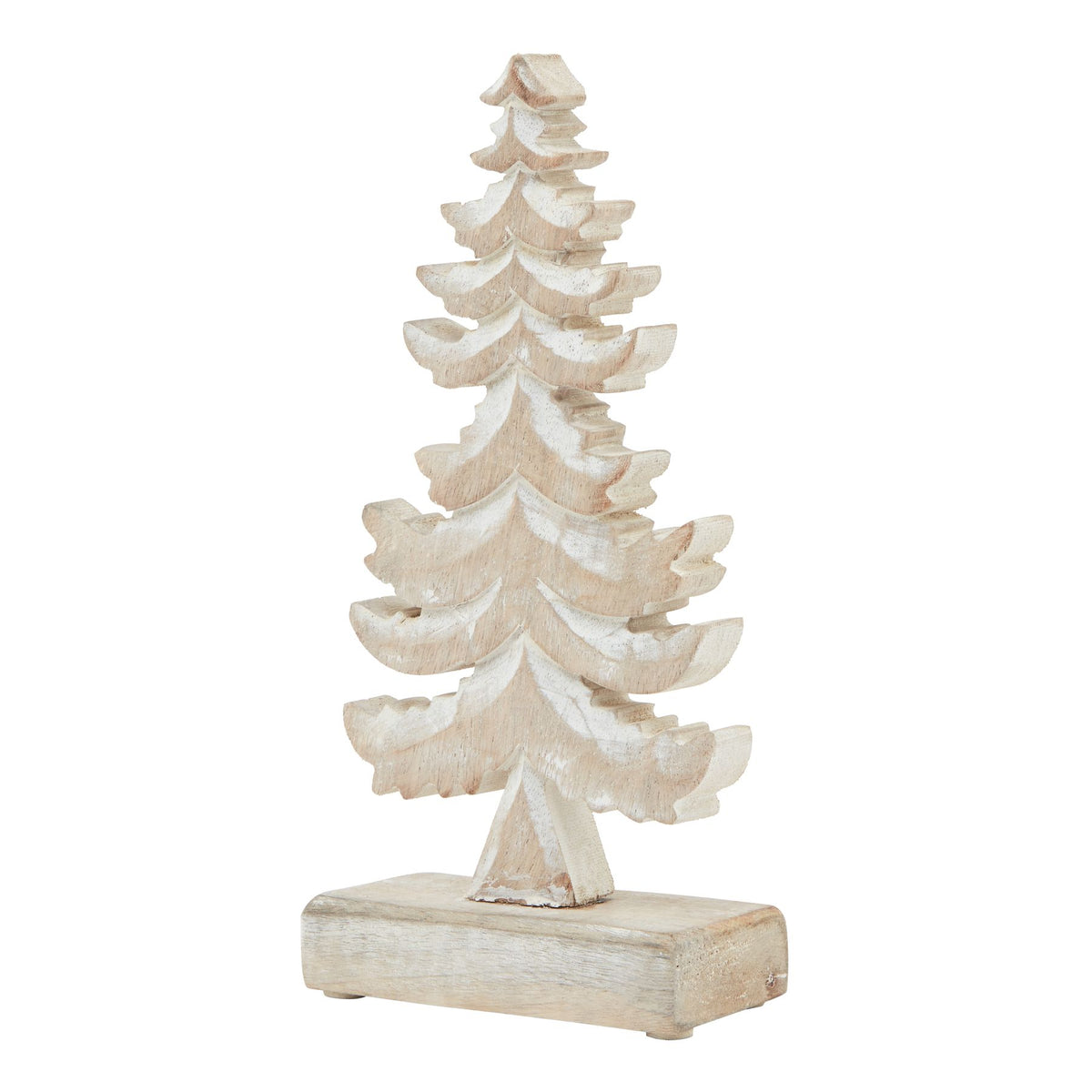 White Wash Collection Wooden Tiered Tree Decoration - Brown