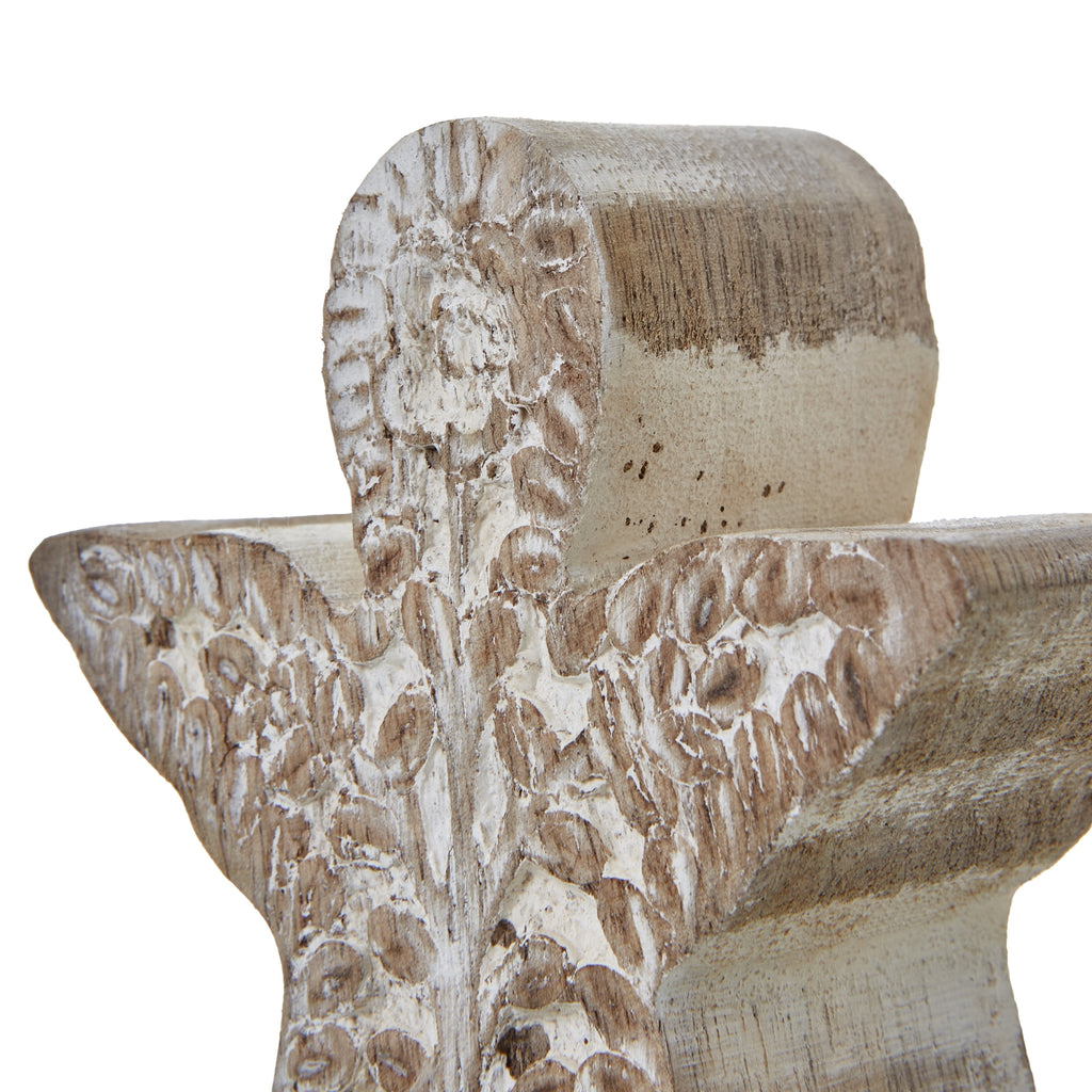 White Wash Collection Patterned Large Angel Decoration - White