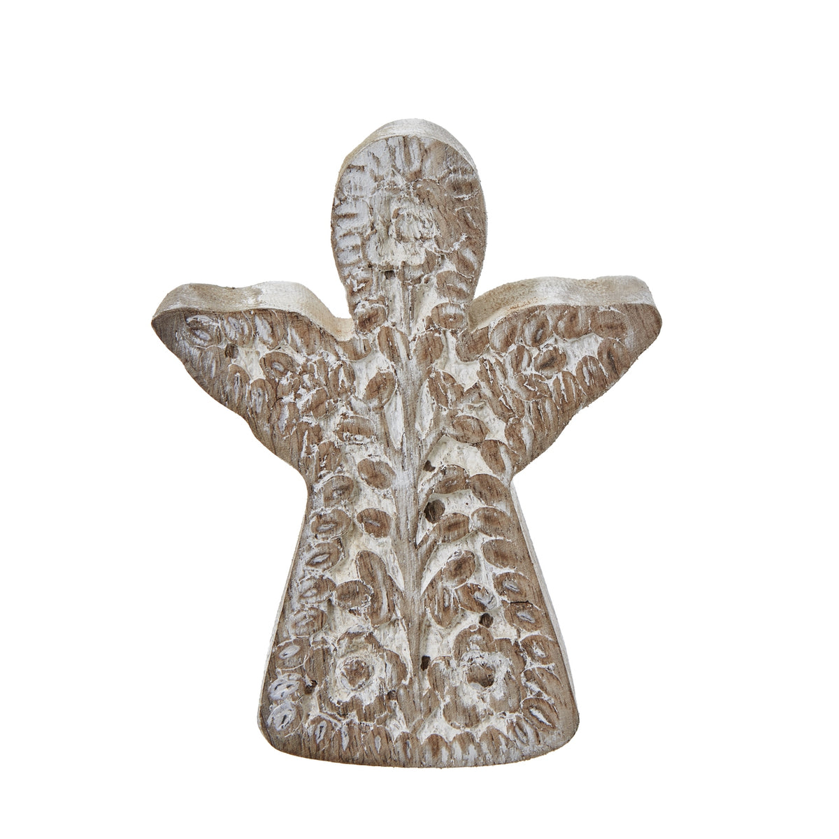 White Wash Collection Patterned Angel Decoration - White