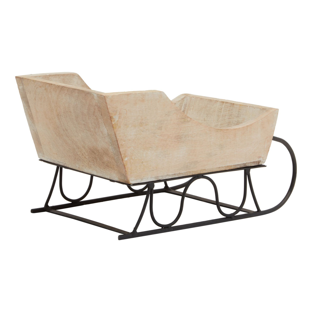White Wash Collection Wooden Decorative Sleigh - White