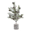 Small Snowy Fir Tree with Pinecones In Wood Log