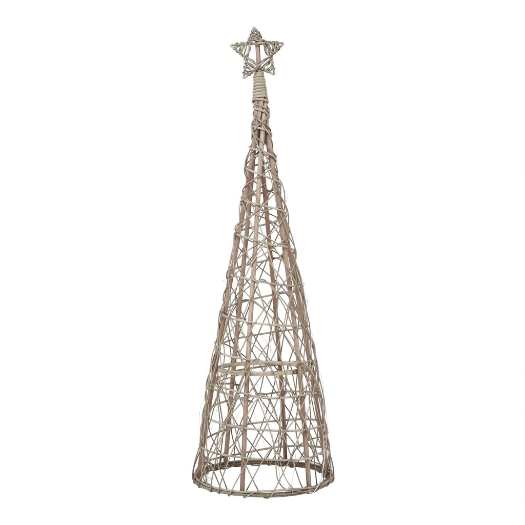 Led Wicker Christmas Tree with Star - Brown