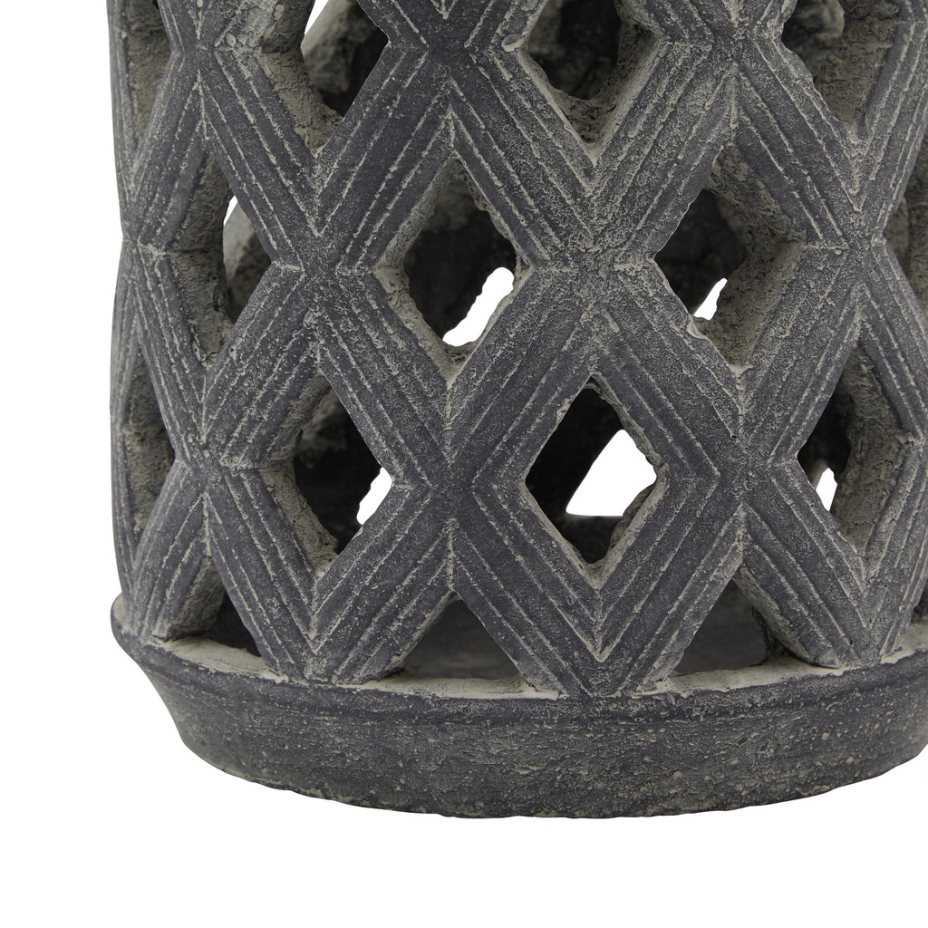 Amalfi Grey Large Lattice Lantern - Grey