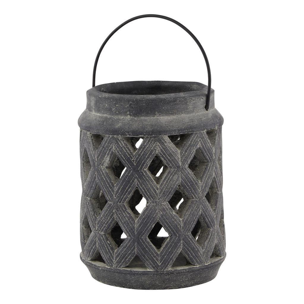 Amalfi Grey Large Lattice Lantern - Grey