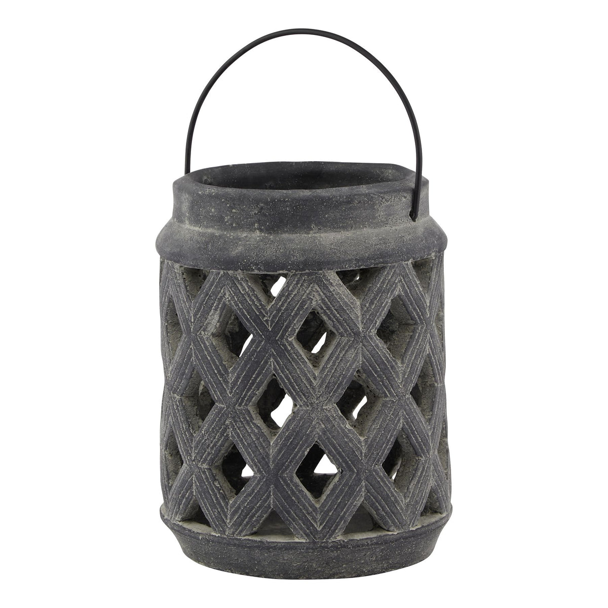 Amalfi Grey Large Lattice Lantern - Grey