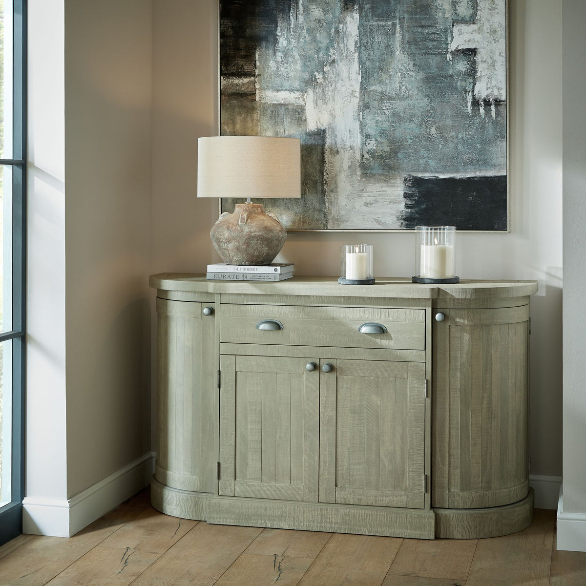 Amalfi Grey Large Hurricane Lantern - Grey