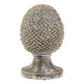 Large Stone Effect Pinecone Ornament with Gold Accents