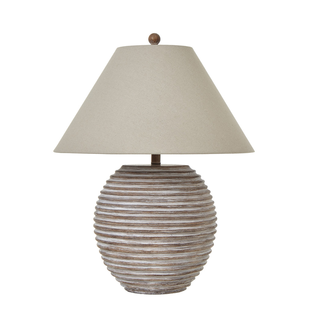 Saturn Table Lamp with Linen Shade - Brown