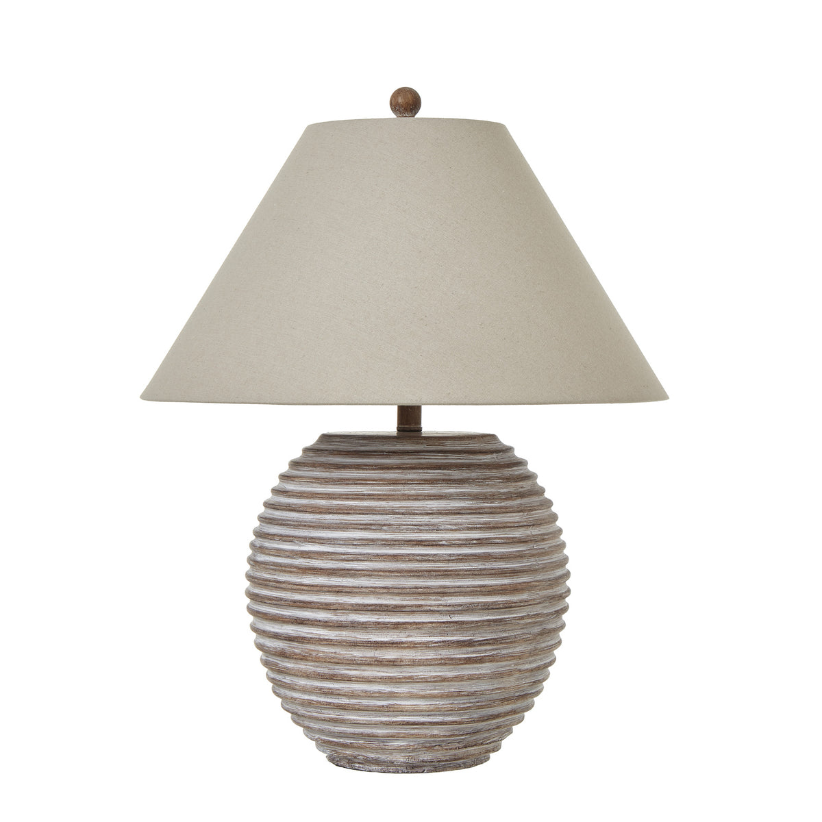 Saturn Table Lamp with Linen Shade - Brown