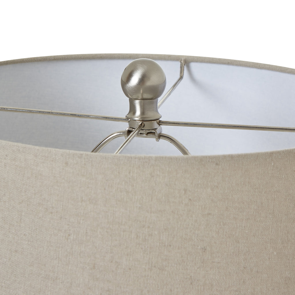 White Ceramic Ginger Jar Lamp with Linen Shade