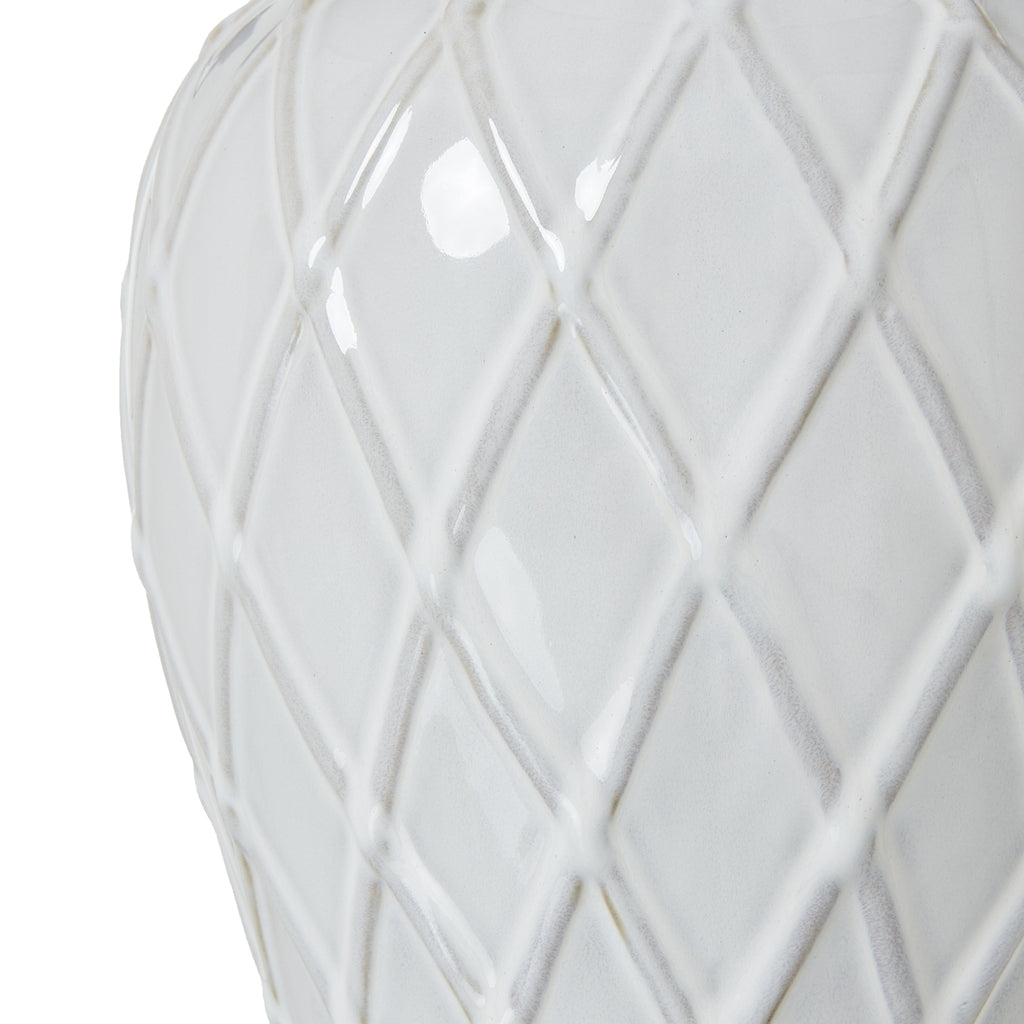 White Ceramic Ginger Jar Lamp with Linen Shade