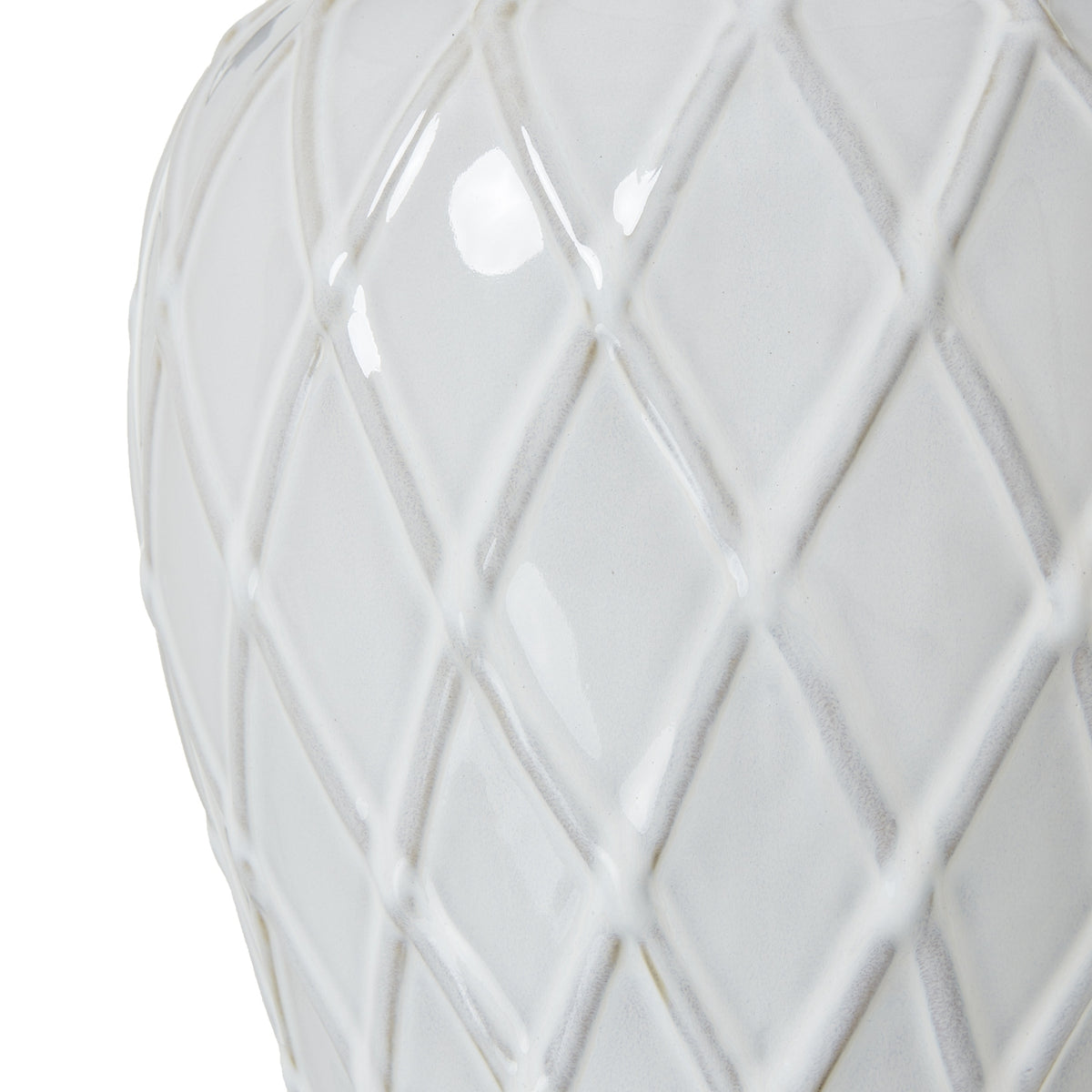 White Ceramic Ginger Jar Lamp with Linen Shade