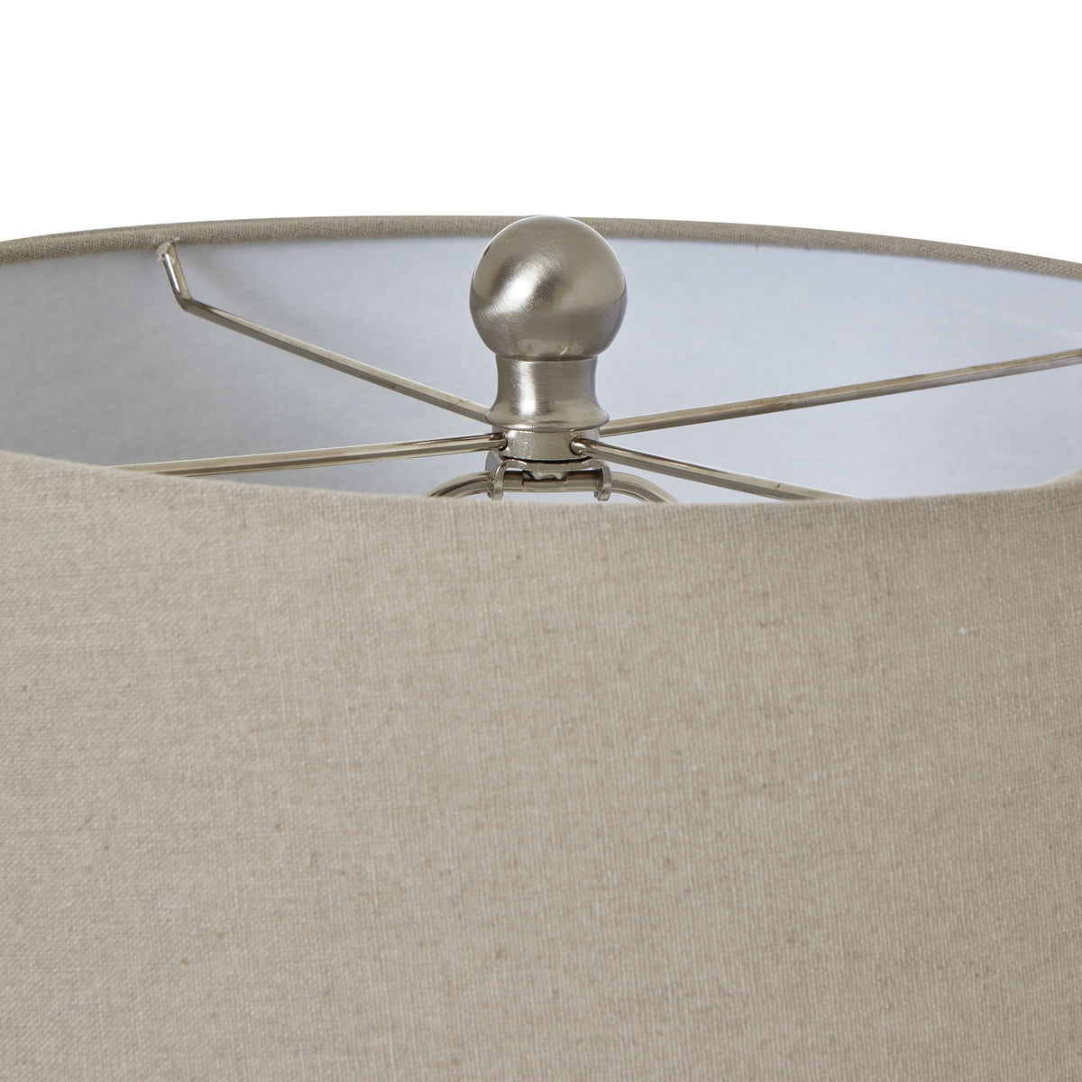 White Ceramic Pot Lamp with Linen Shade