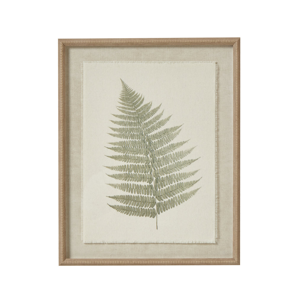 Bracken Art On Texture-Torn Paper with Beaded Frame - White