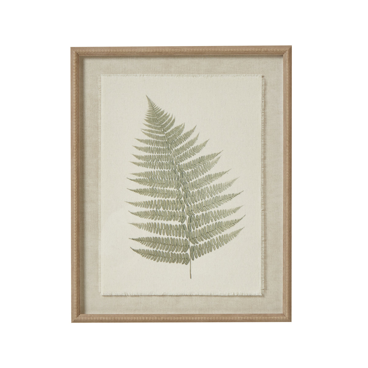 Bracken Art On Texture-Torn Paper with Beaded Frame
