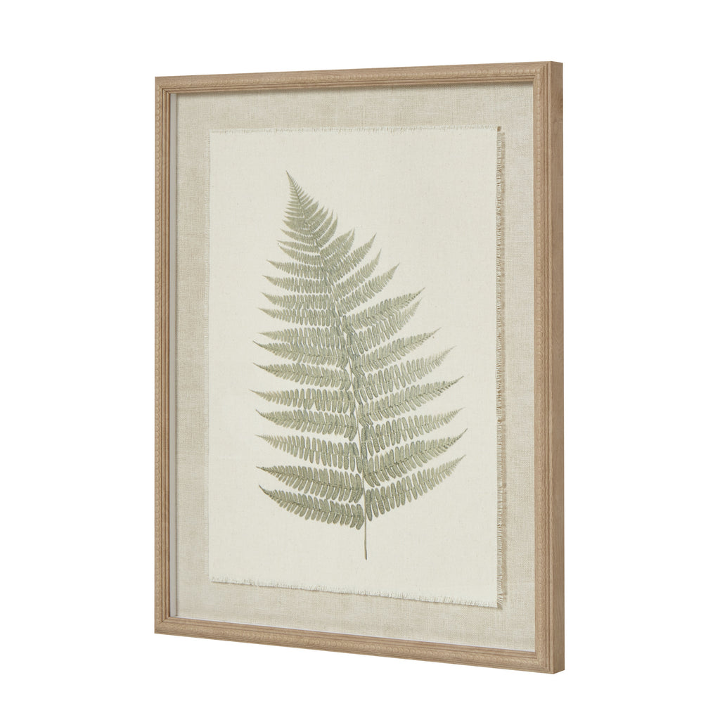 Bracken Art On Texture-Torn Paper with Beaded Frame - White