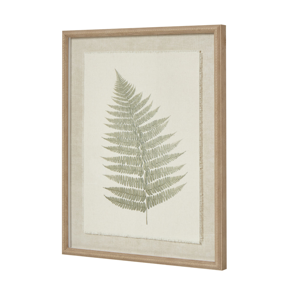 Bracken Art On Texture-Torn Paper with Beaded Frame
