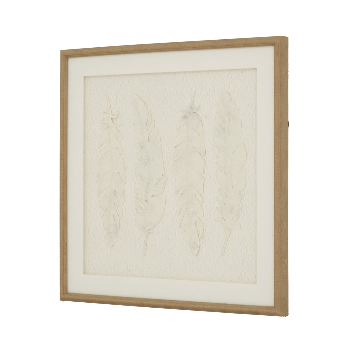 Alta White Feathers Art Mounted In Beaded Frame