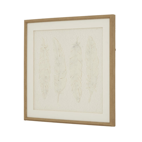 Alta White Feathers Art Mounted In Beaded Frame