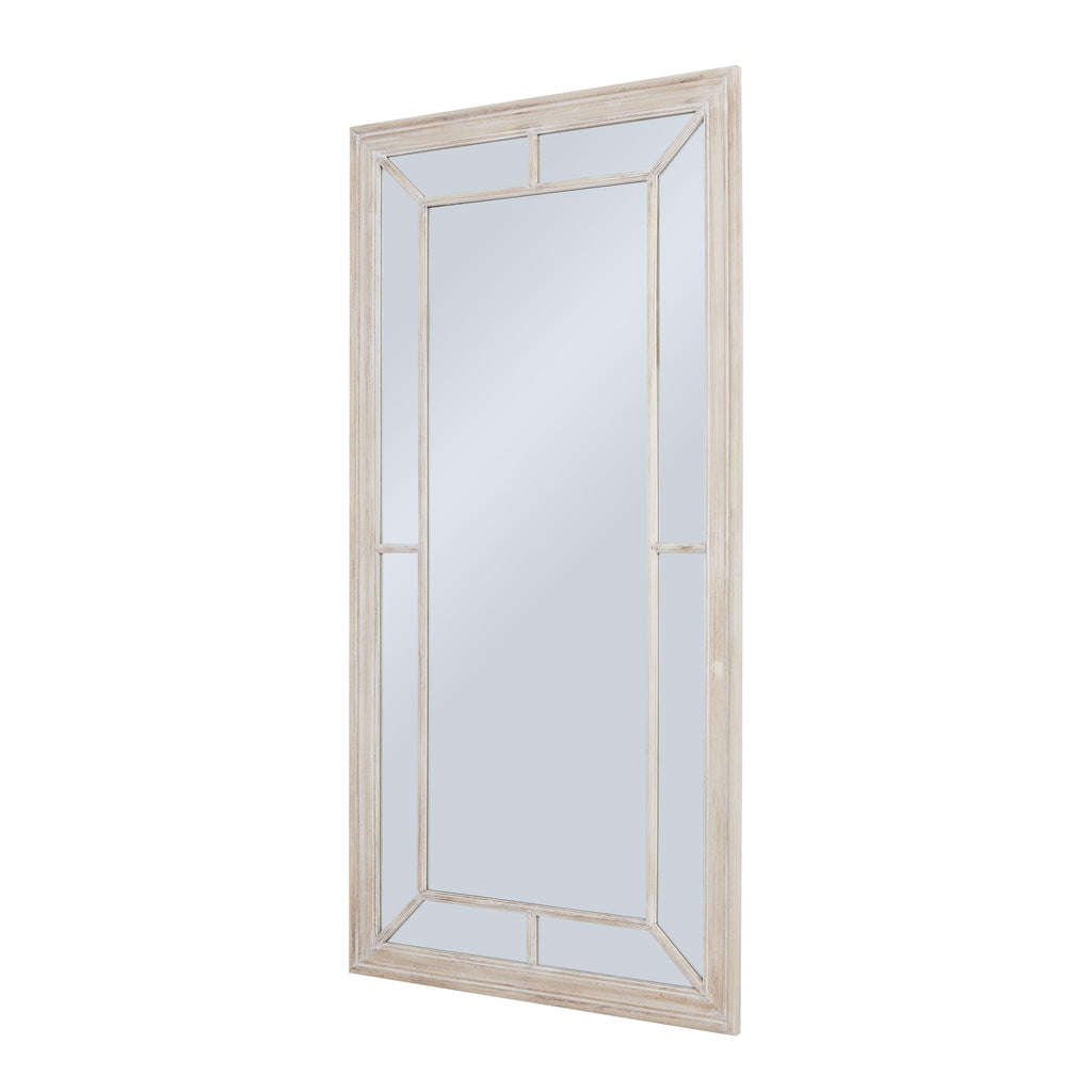 Washed Wood Framed Window Mirror - Brown