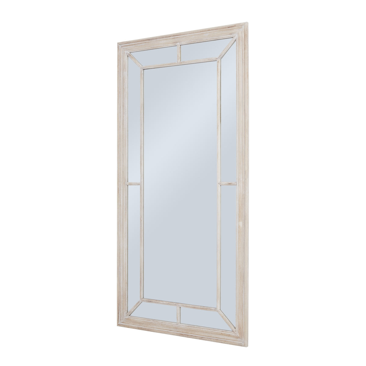 Washed Wood Framed Window Mirror - Brown