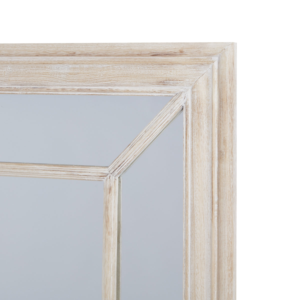 Washed Wood Framed Window Mirror - Brown