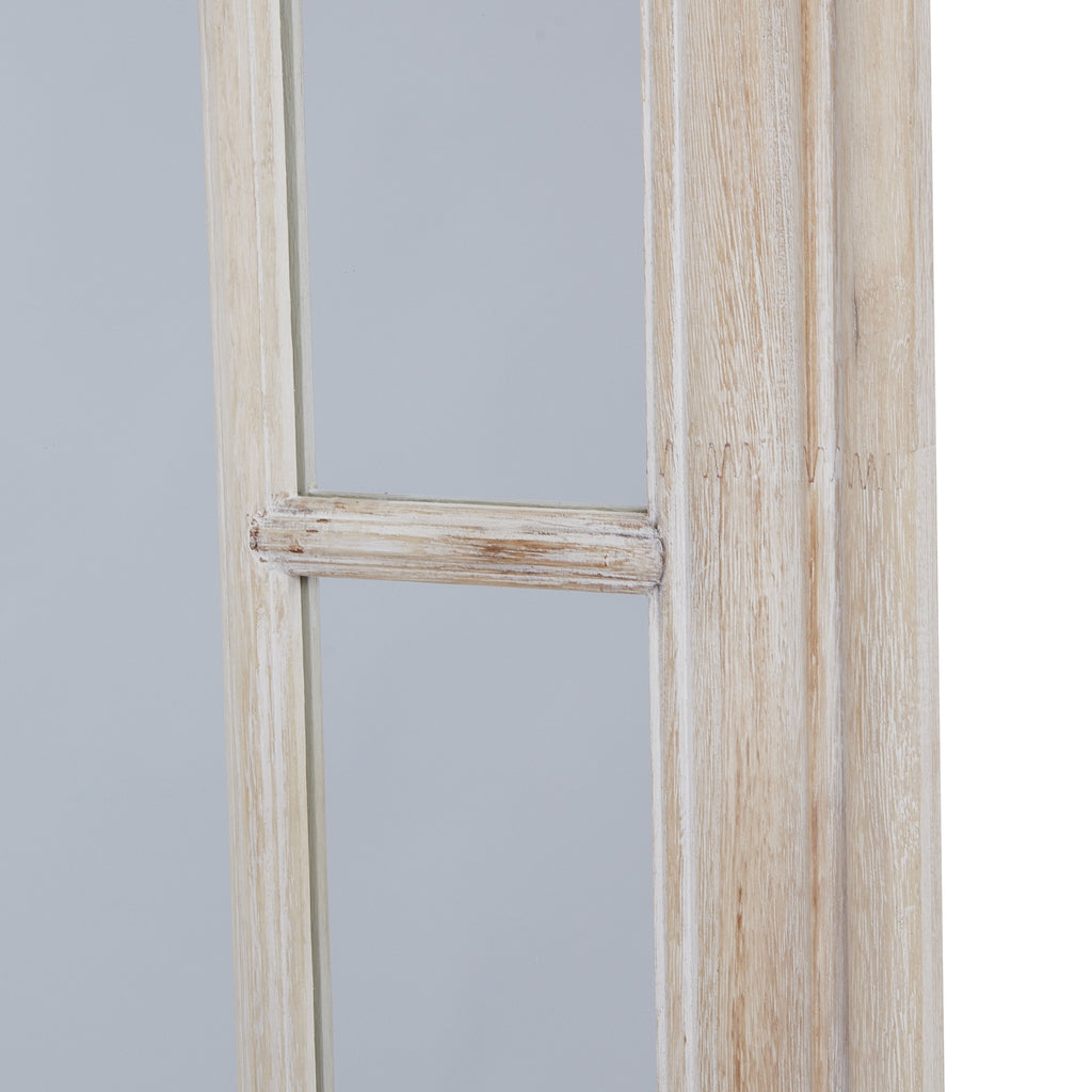 Washed Wood Framed Window Mirror - Brown