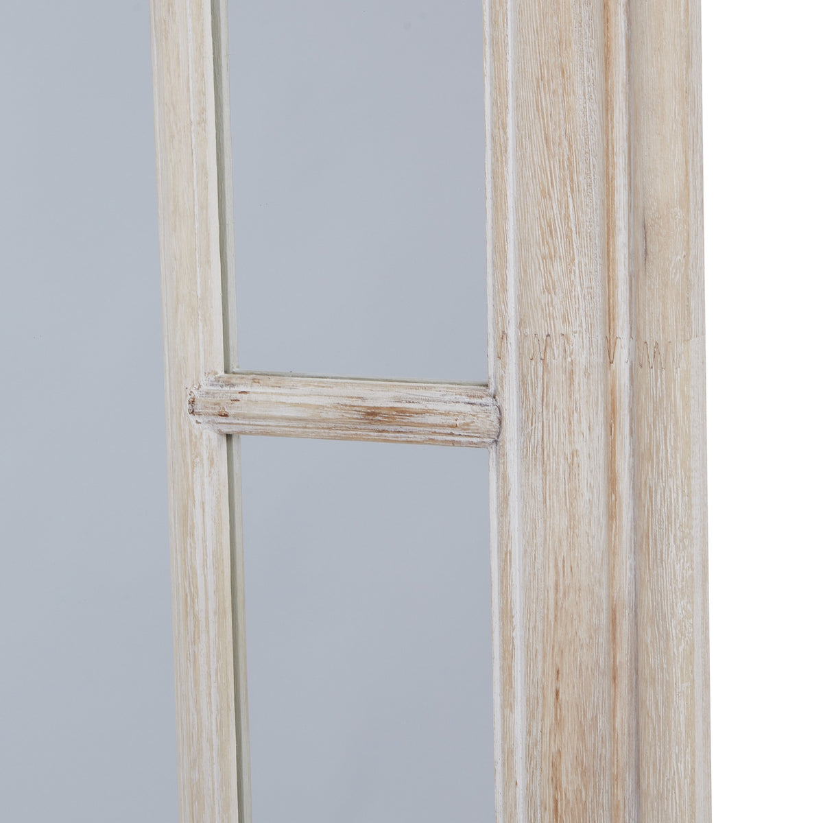 Washed Wood Framed Window Mirror - Brown