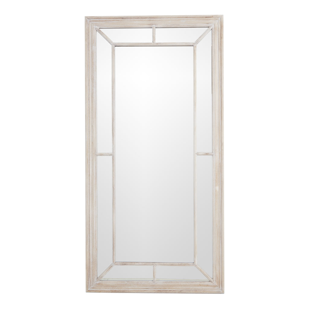 Washed Wood Framed Window Mirror - Brown