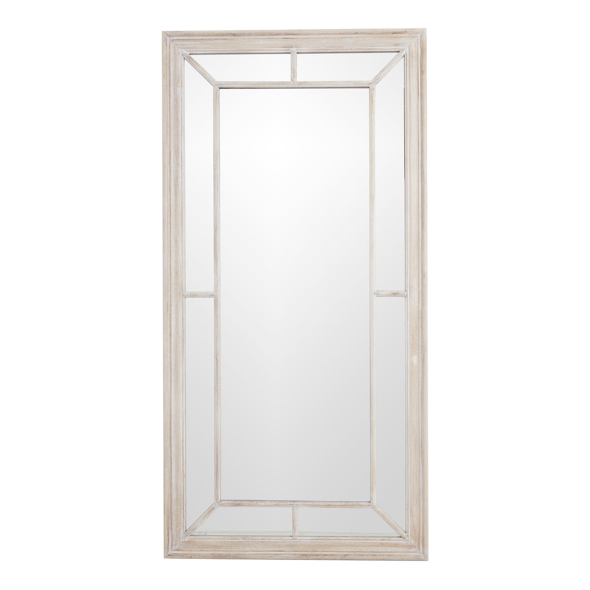 Washed Wood Framed Window Mirror - Brown