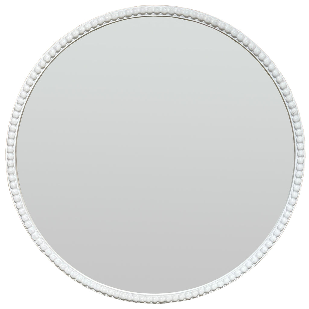 Washed Wood Framed Beaded Mirror - Brown