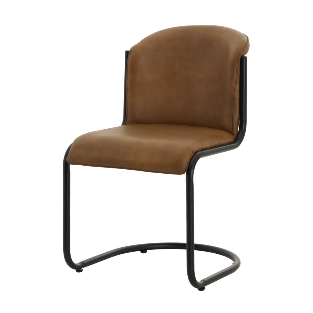 Billy Leather Curved Dining Chair - Brown