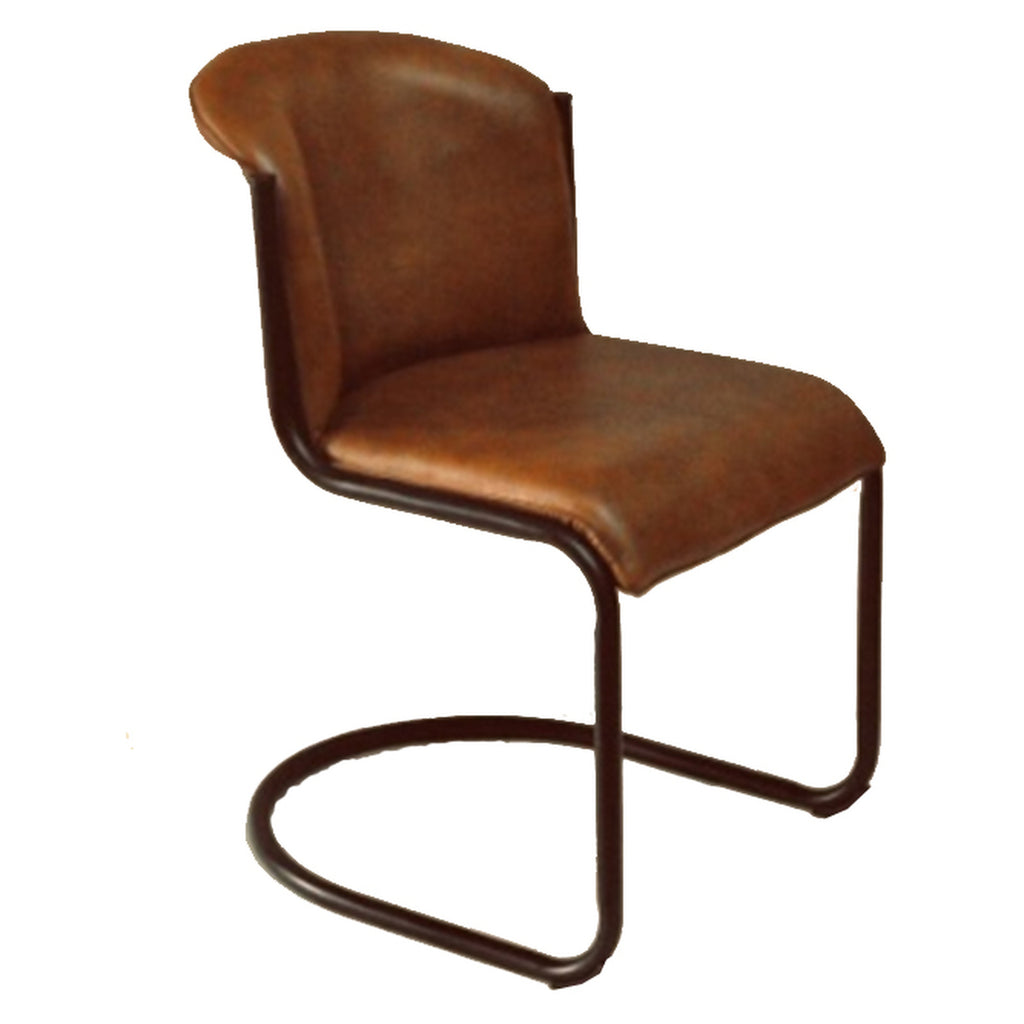 Billy Leather Curved Dining Chair - Brown