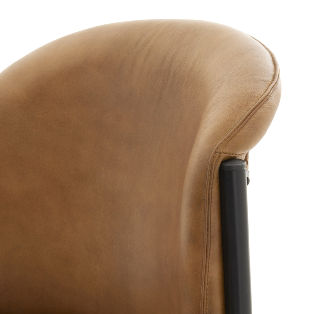 Billy Leather Curved Dining Chair - Brown
