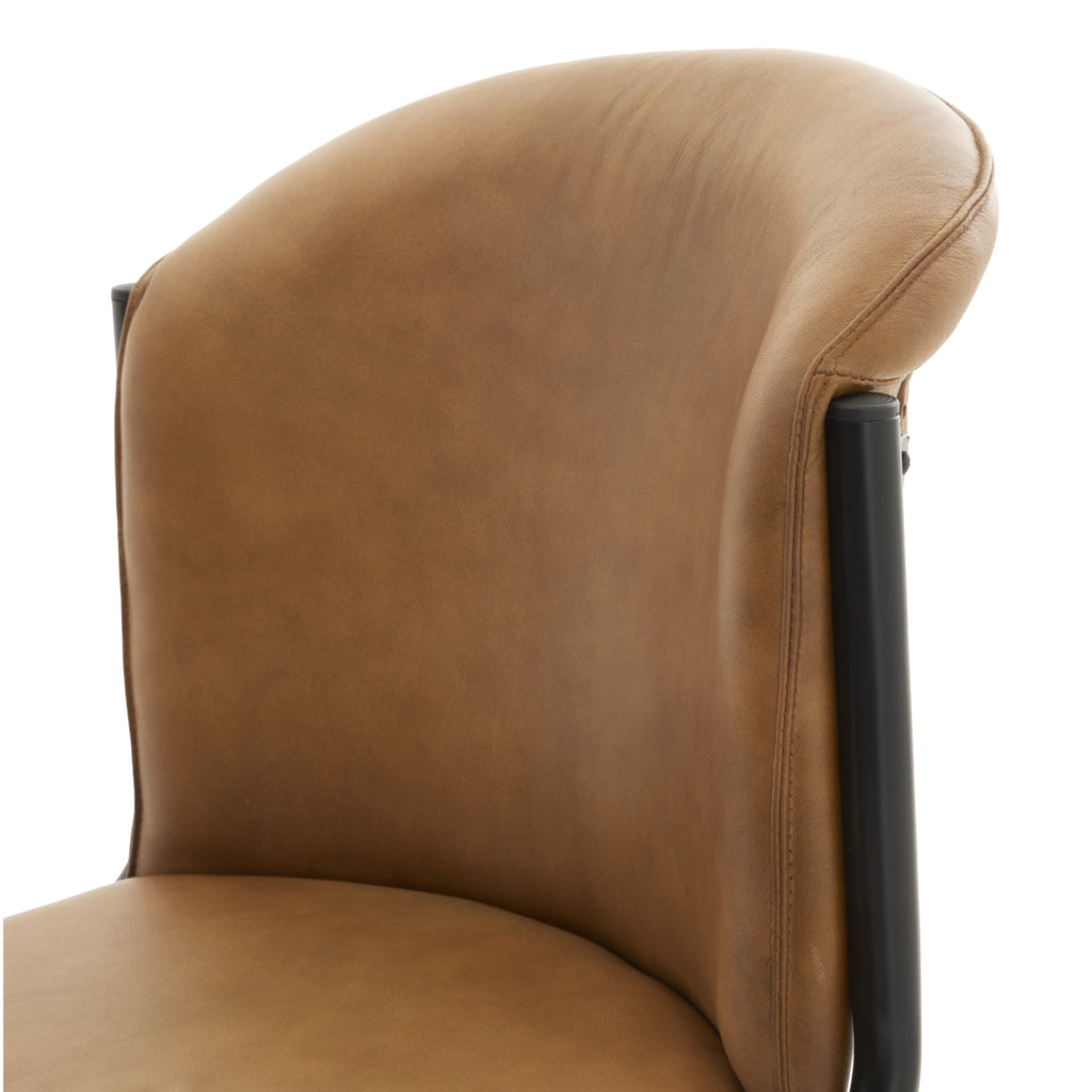 Billy Leather Curved Dining Chair - Brown