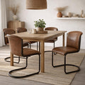 Billy Leather Curved Dining Chair - Brown
