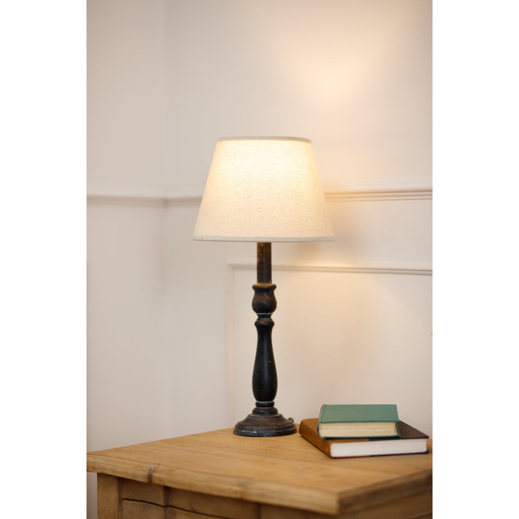 Ravenna Column Table Lamp with Linen Shade - Grey