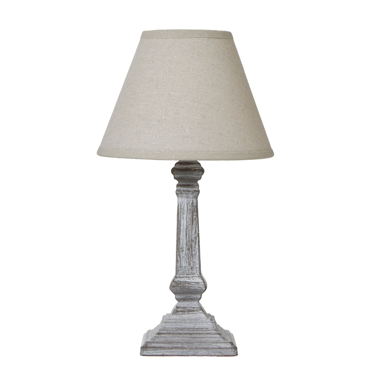 Capsa Column Table Lamp with Linen Shade - Grey