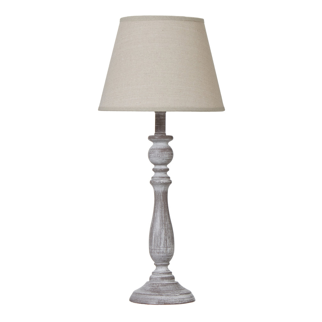 Dunum Column Table Lamp with Linen Shade - White