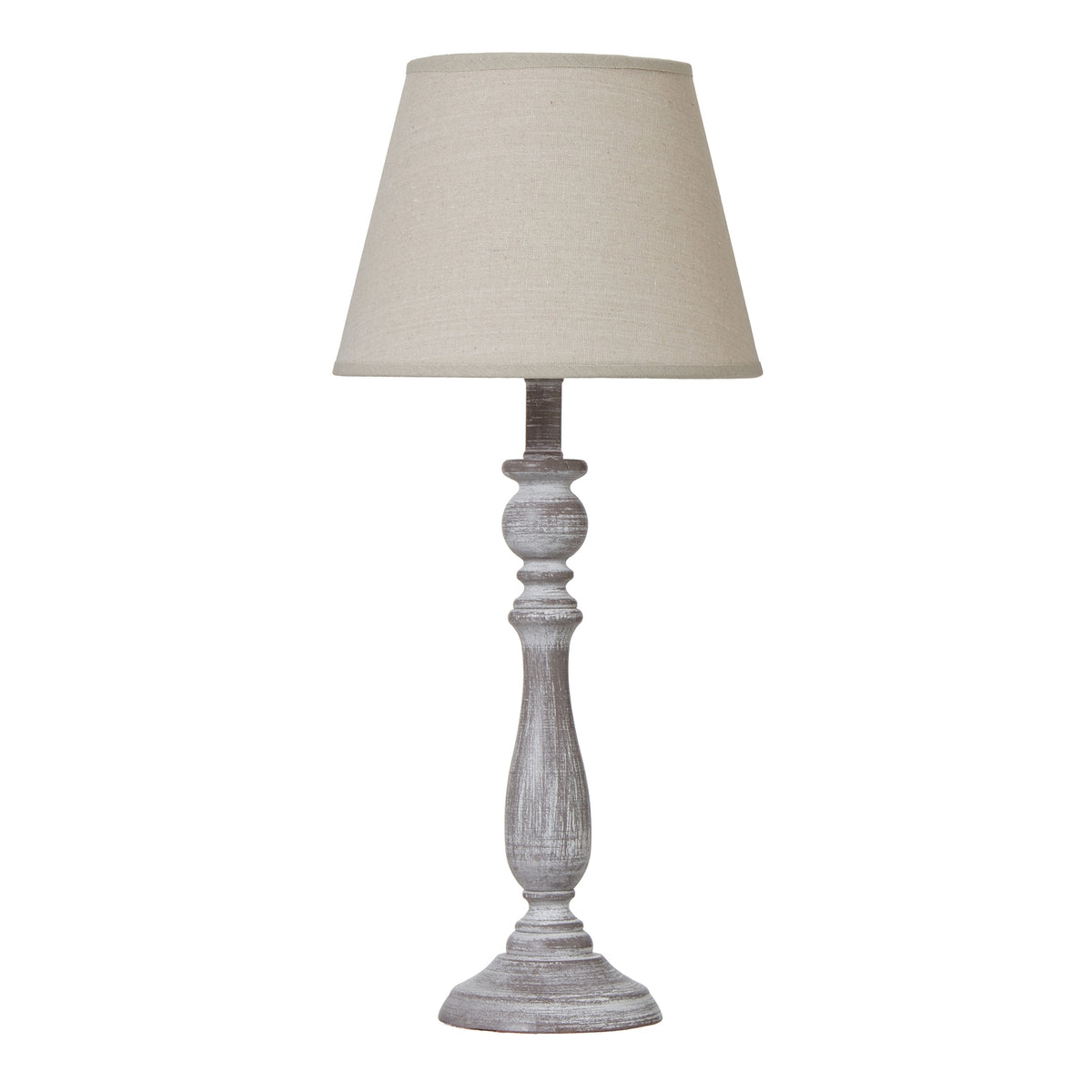 Dunum Column Table Lamp with Linen Shade - White