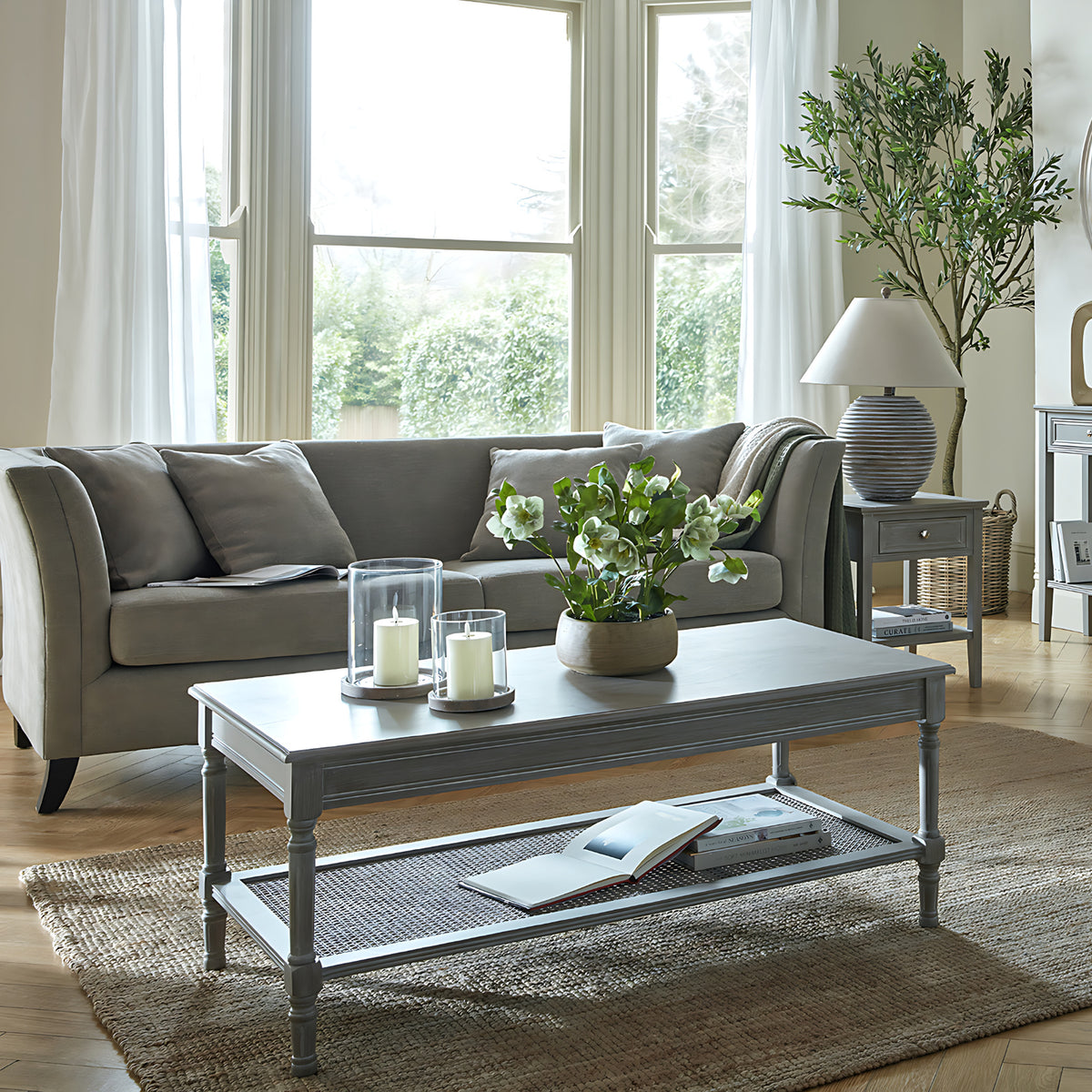 Serene Collection One Drawer Side Table - Grey