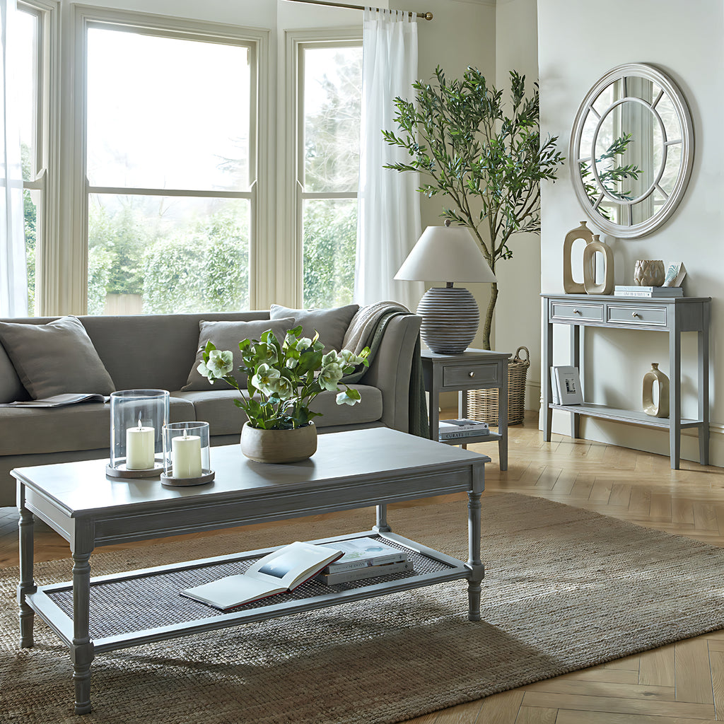 Serene Collection Two Drawer Console Table - Grey