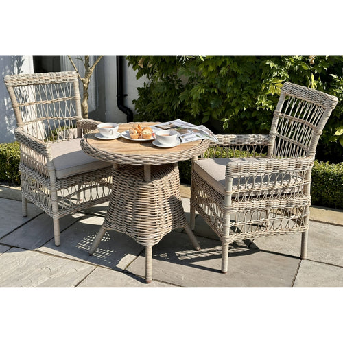 Amalfi Collection Outdoor Bistro Table with Wood Top - Beige