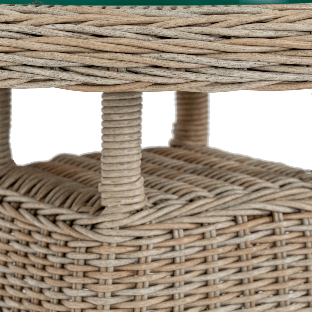 Amalfi Collection Outdoor Bistro Table with Wood Top - Beige
