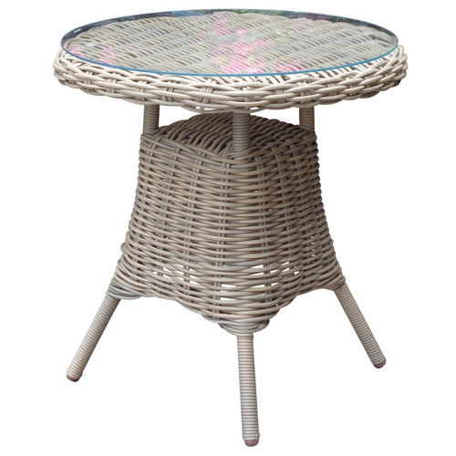 Amalfi Collection Outdoor Bistro Table with Glass Top - Beige